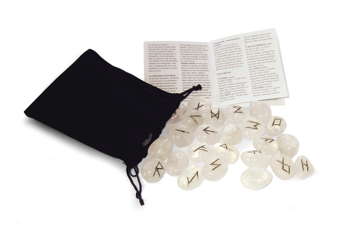 Stone rune set, clear crystal quartz