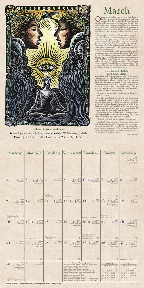 March page for 2026 Witches Calendar