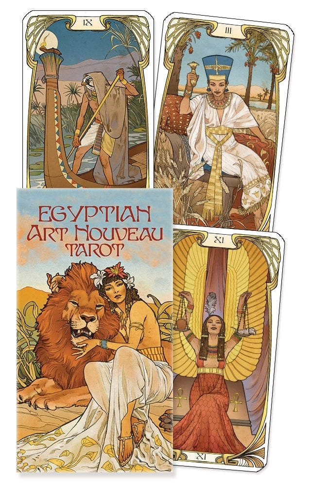 Egyptian Art Nouveau Tarot, showing box and card designs with Egypt mythology