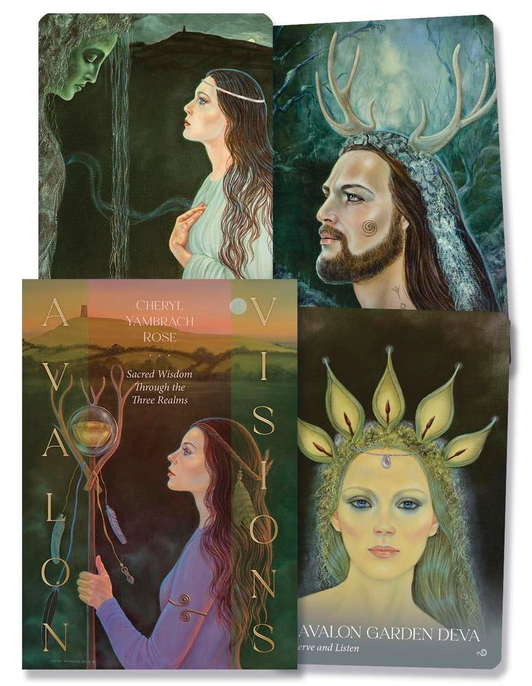 Avalon Visions oracle deck box and card examples