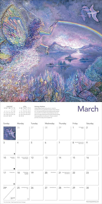 2024 Celestial Journeys wall calendar by Josephine Wall  - March example with rainbow fairy
