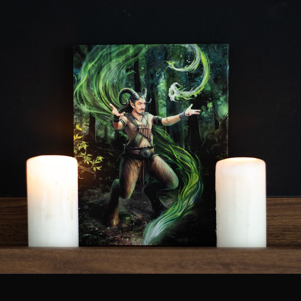 Elemental earth satyr mage casting a spell, canvas art print by Anne Stokes