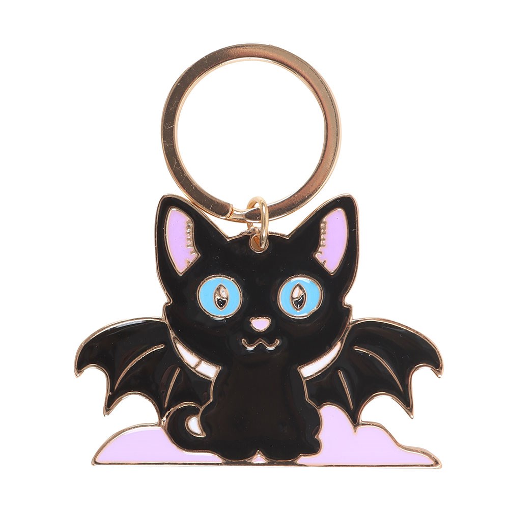 Black cat bat keychain