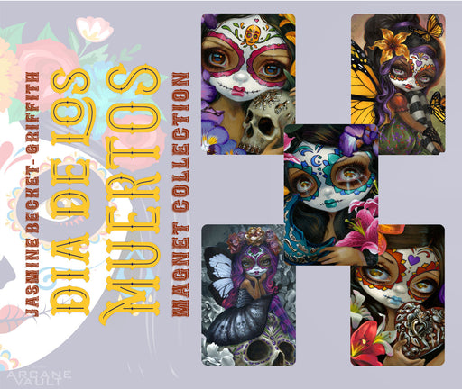 Set of 5 Day of the Dead magnets by Jasmine Becket-Griffith