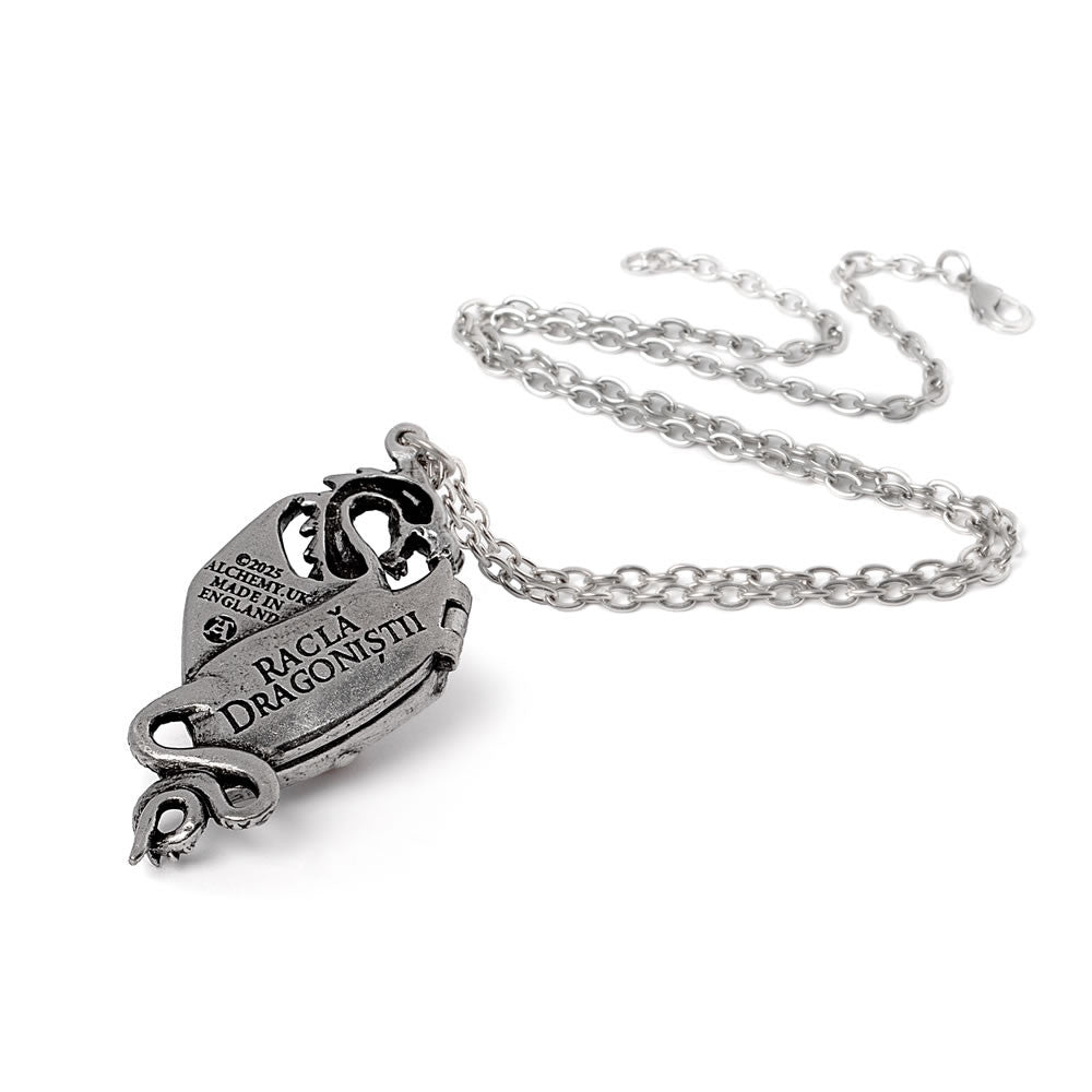Pewter dragon necklace, back shown