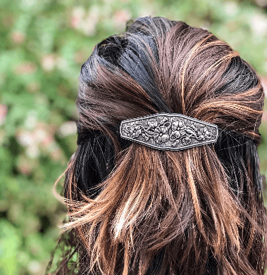 Flowers barrette shown in hair