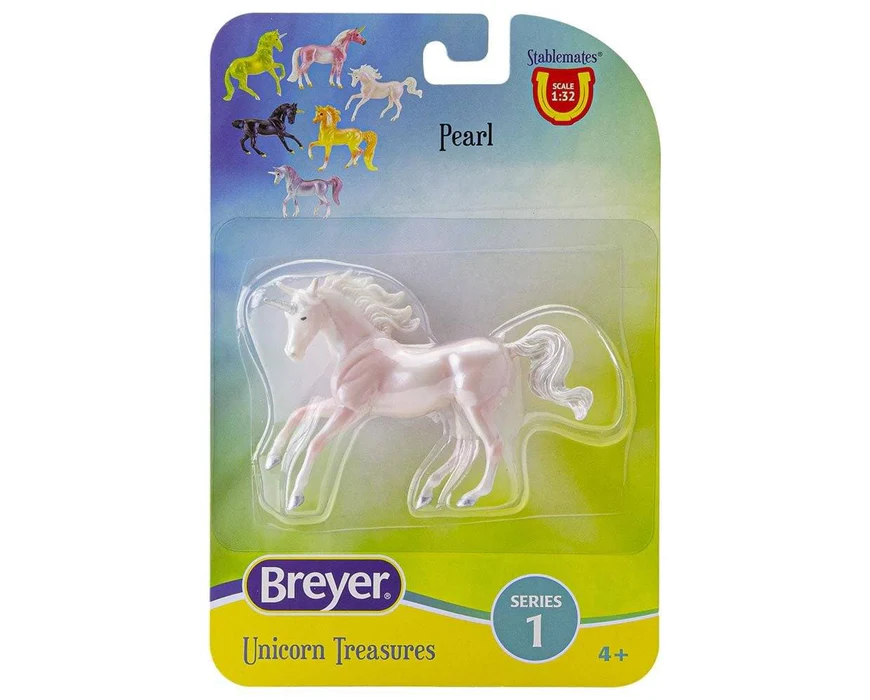 Breyer Unicorn Treasures Pearl - pale pink model shown in packaging