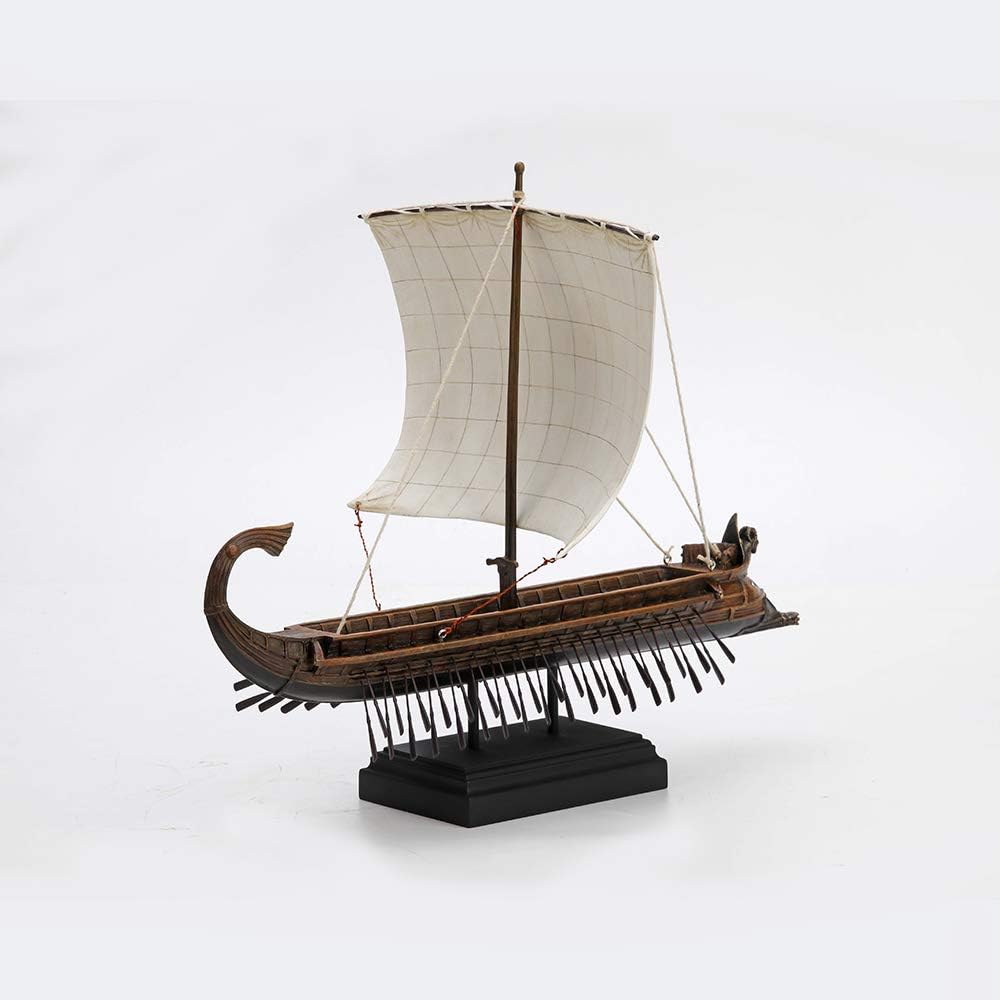 Greek Trireme warship figurine with Kraken sail