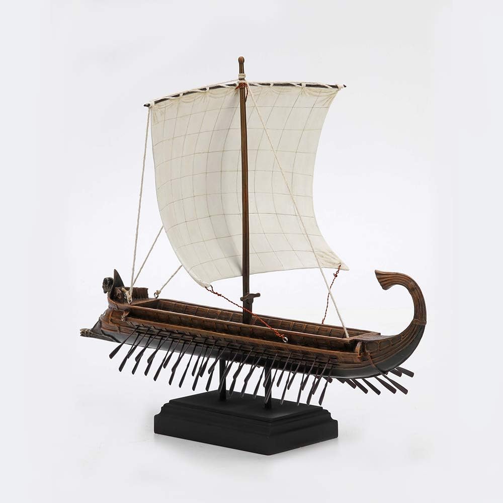Greek Trireme warship figurine with Kraken sail