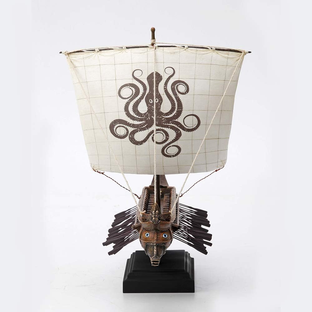 Greek Trireme warship figurine with Kraken sail