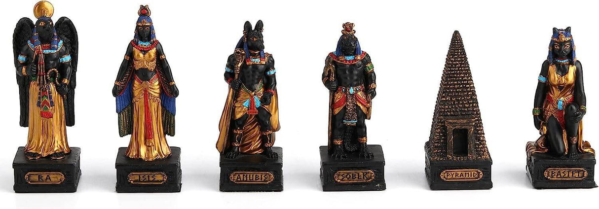 Black side - Ra, Isis, Anubis, Sobek, Pyramid, Bastet pieces