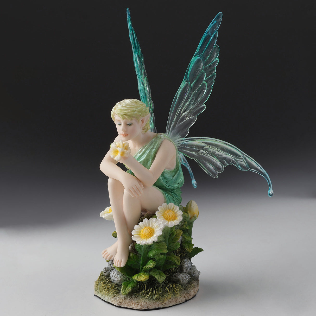 Sitting Daisy Fairy Boy Figurine