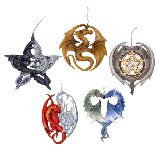 Anne Stokes set of 5 dragon hanging ornaments