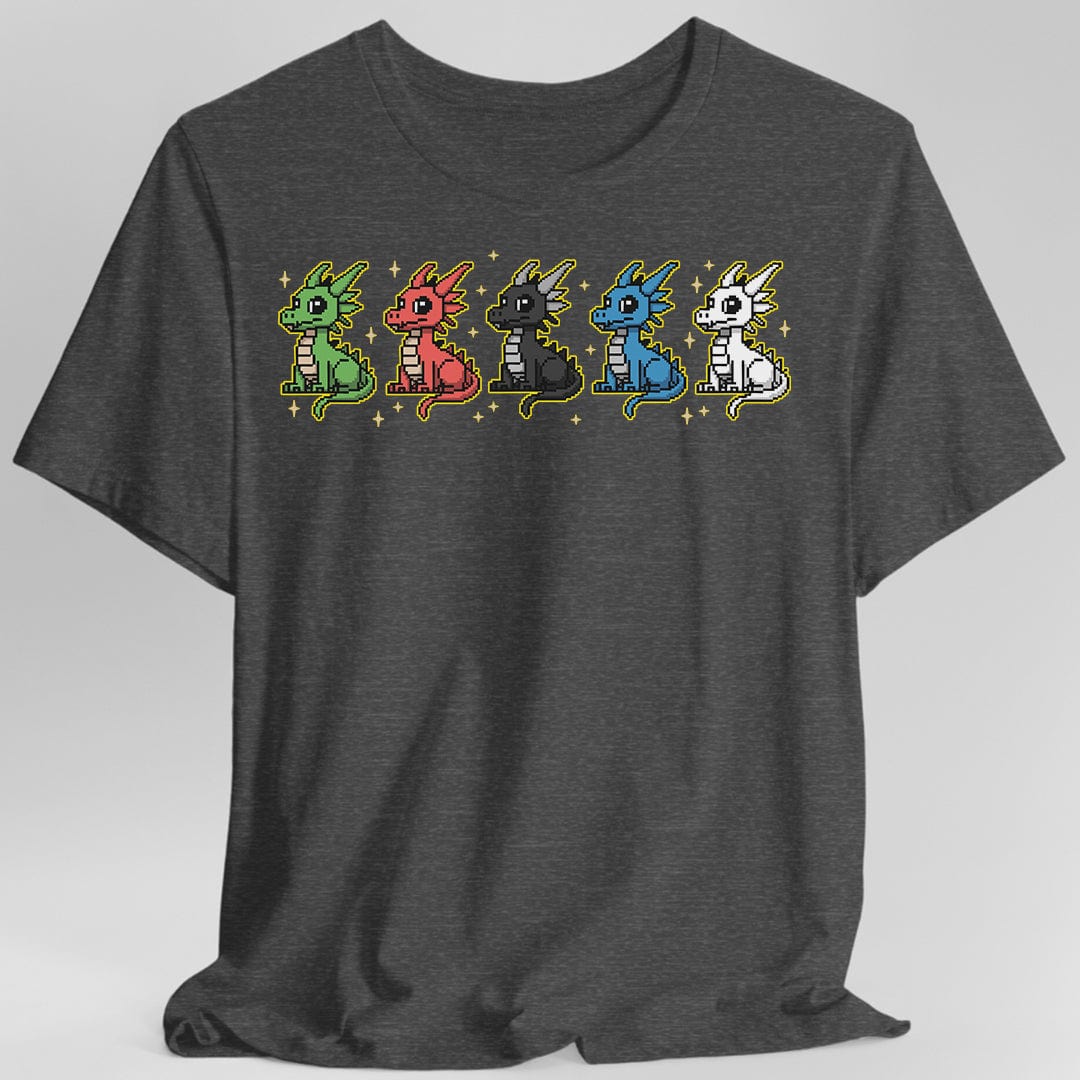 Gray t-shirt with colorful dragon design