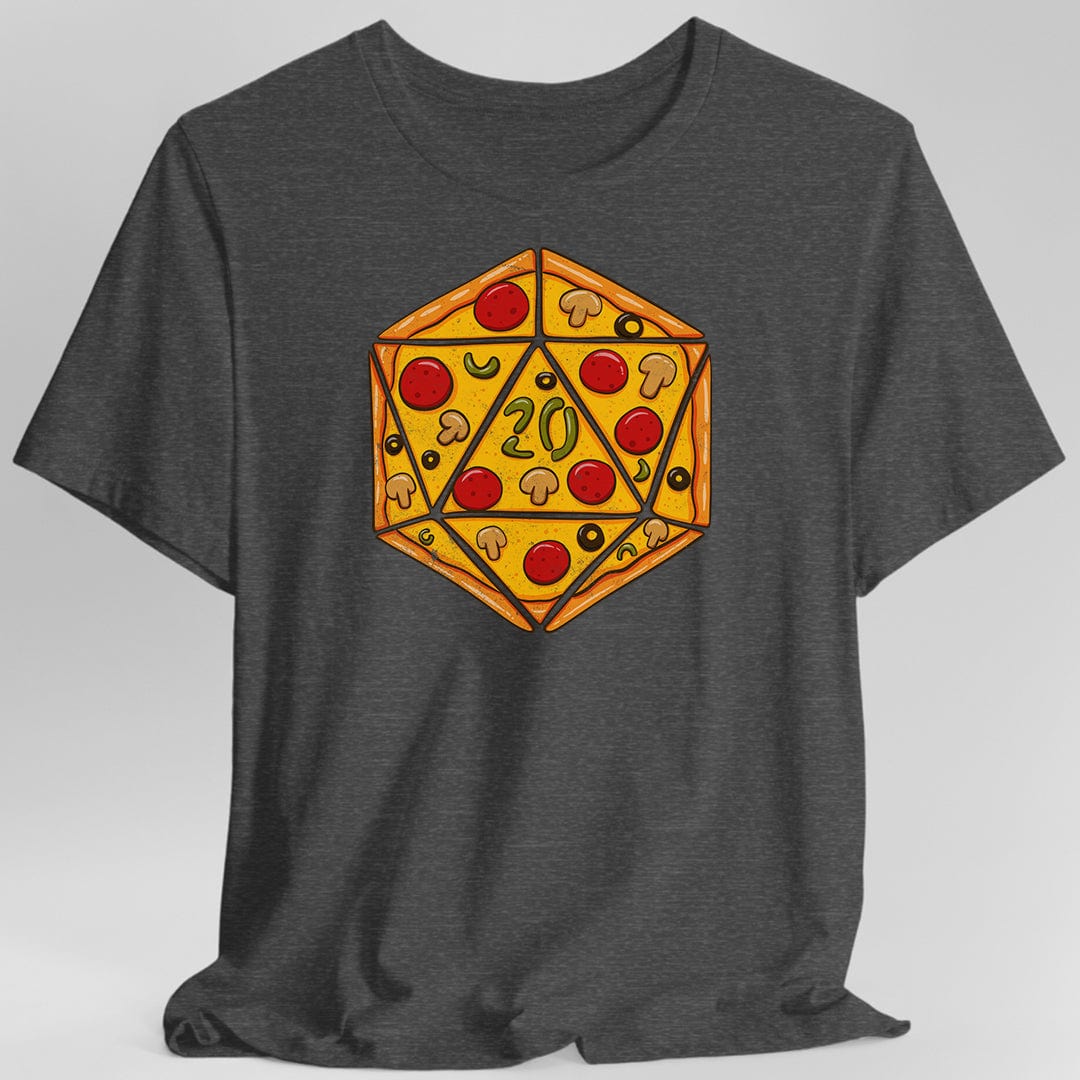 Dark Gray t-shirt with a pizza-themed d20 die design