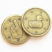 Brass collectible lucky duck coin with duck on one side and crossed fingers on the other