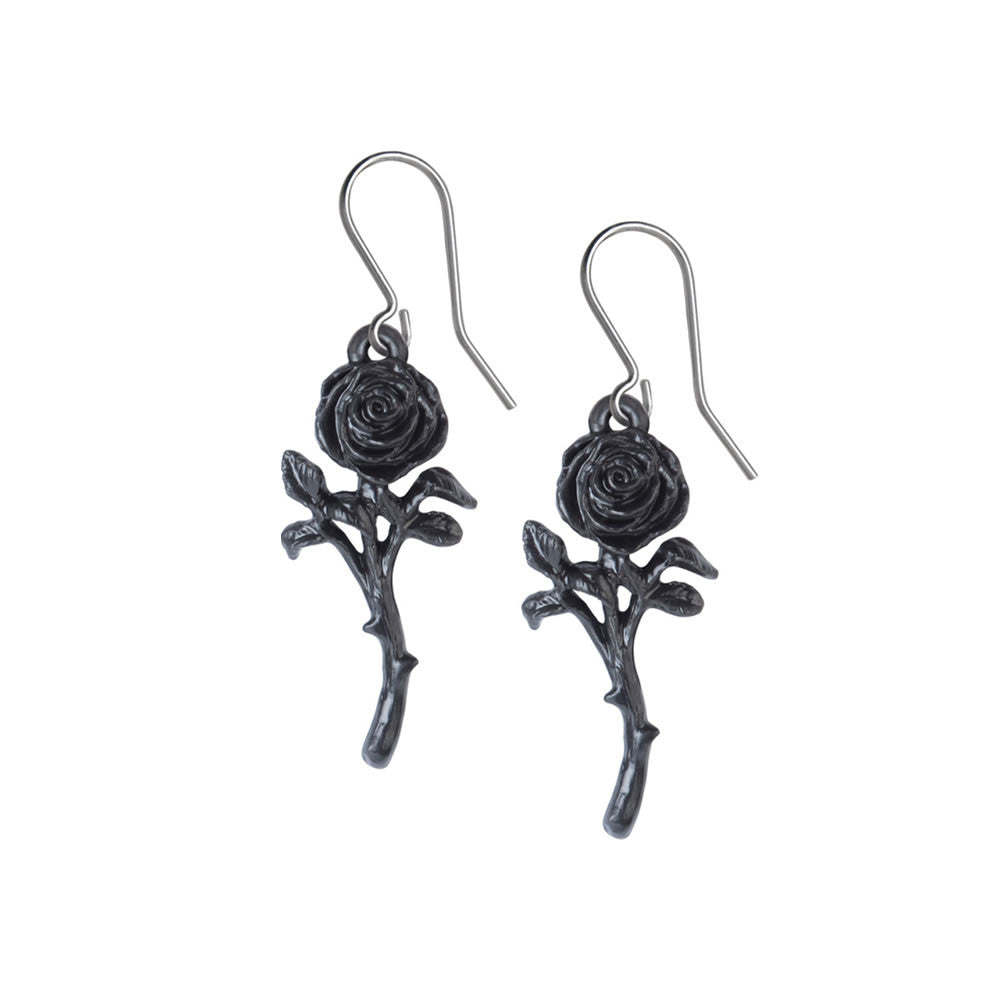 Black Pewter rose earrings