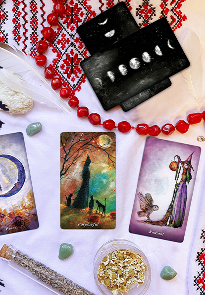 Tarot cards with mystical elements