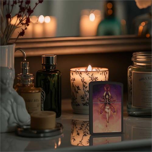 Zippo lighter with fire fairy design