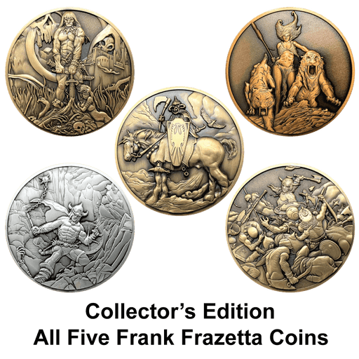 Frank Frazetta set of 5 collectible metal coins