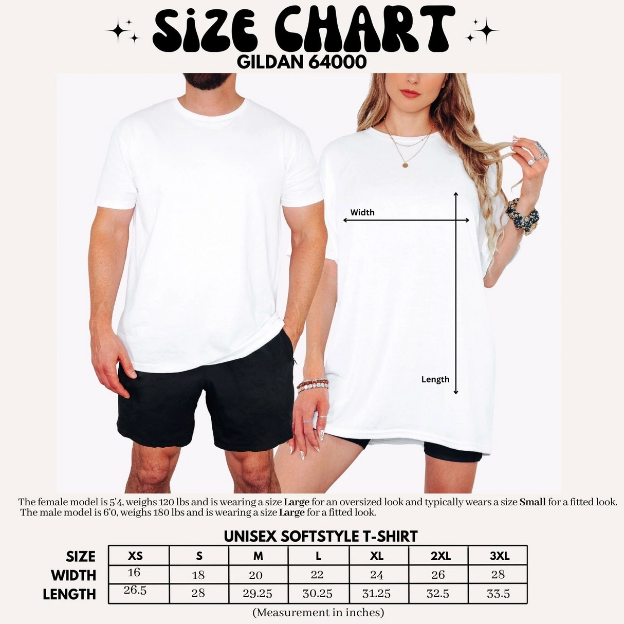 Gildan 64000 t-shirt size chart
