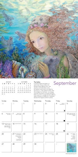 Calendar page for September with an illustration of a fantasy underwater scene