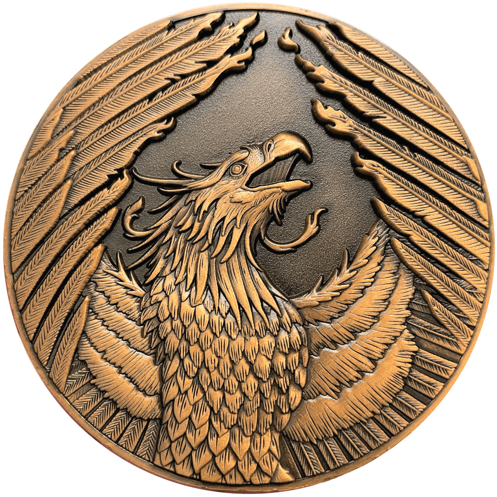 Bronze hued phoenix collectible metal coin
