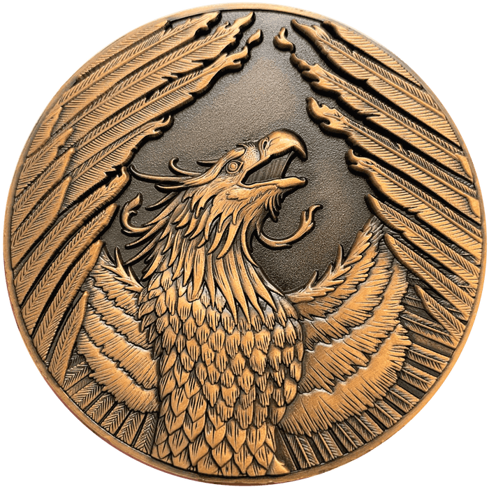 Bronze hued phoenix collectible metal coin