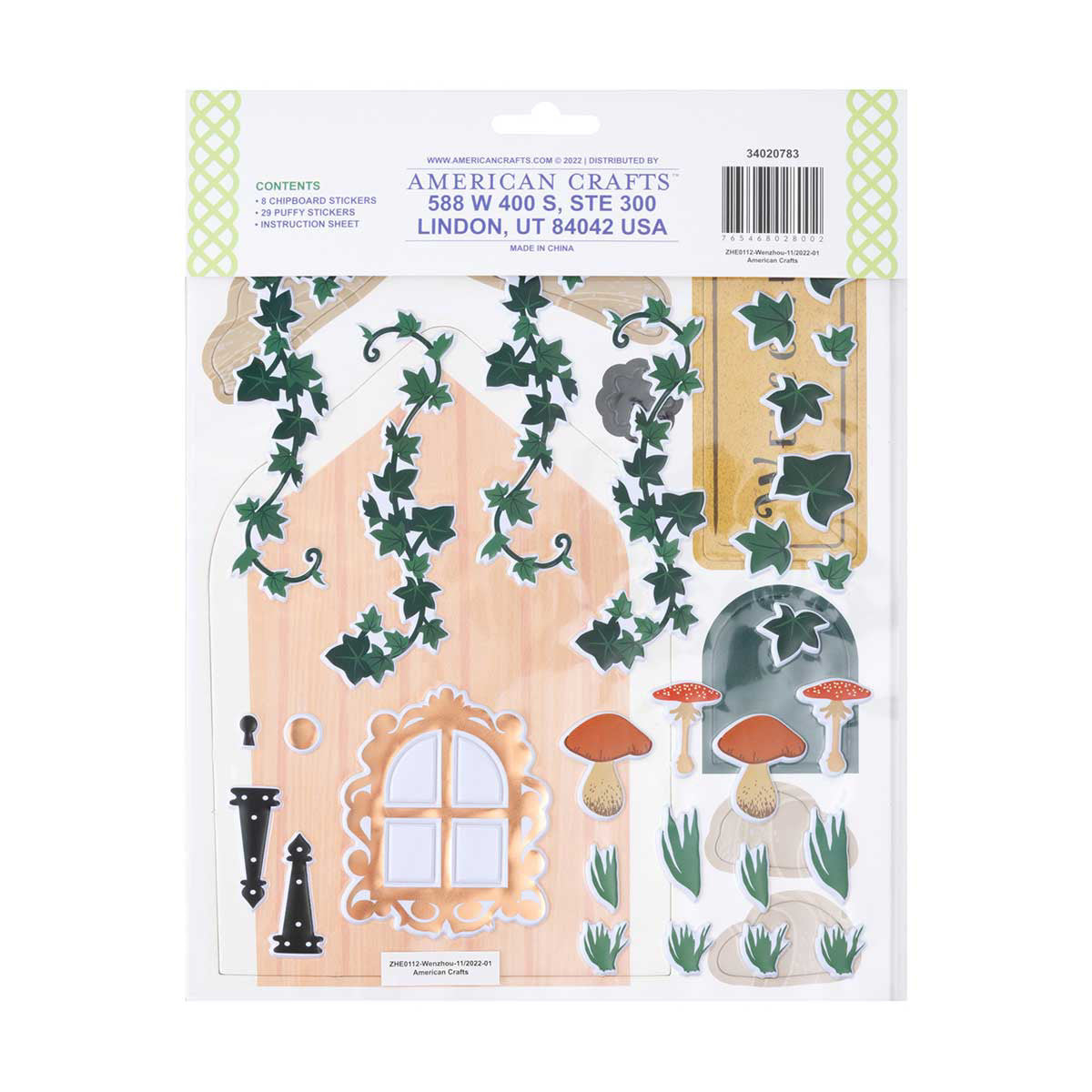 Ireland Fairy Door craft sticker kit, contents shown