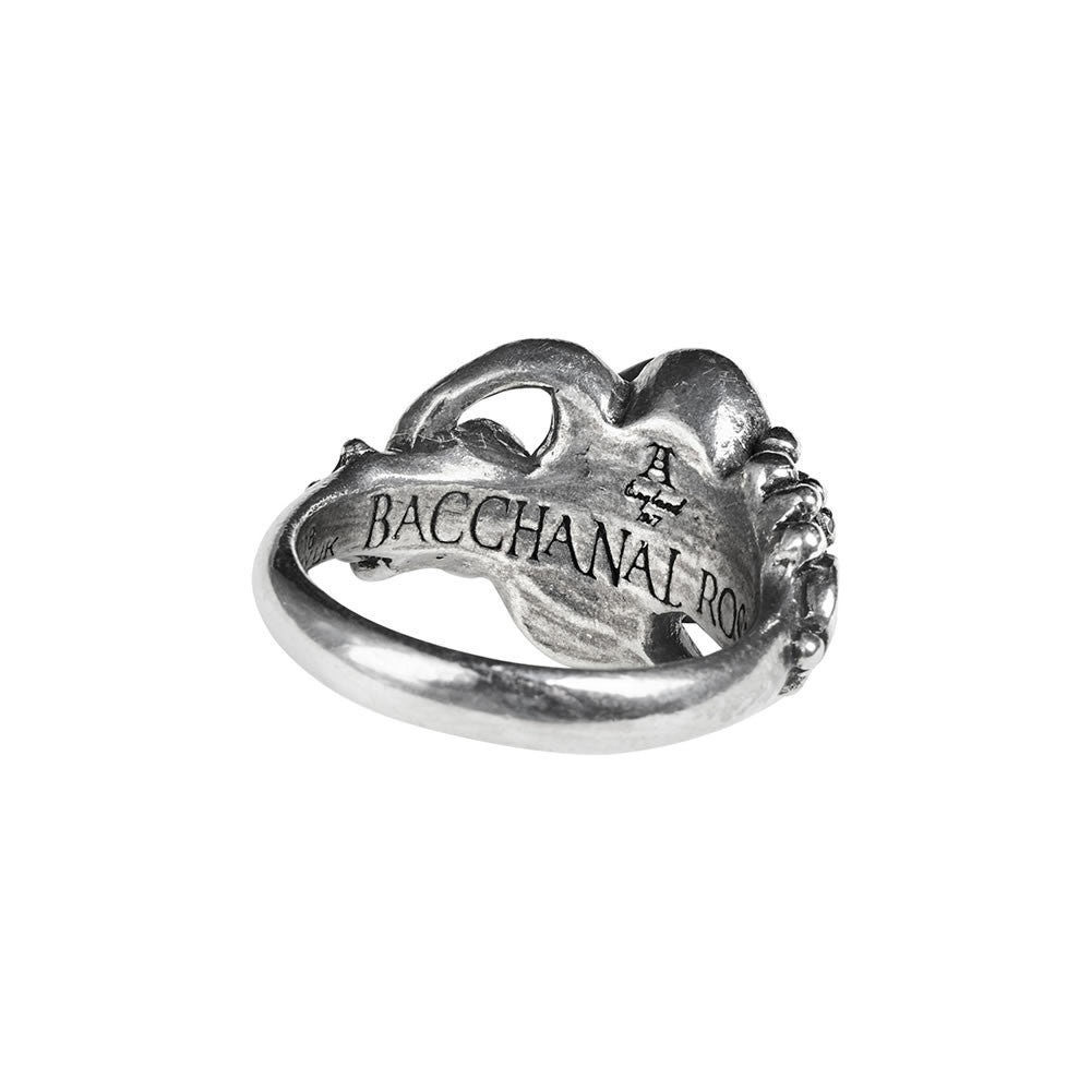 Pewter ring with black rose and Austrian crystals