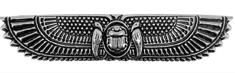 Scarab barrette with outstretched wings in pewter