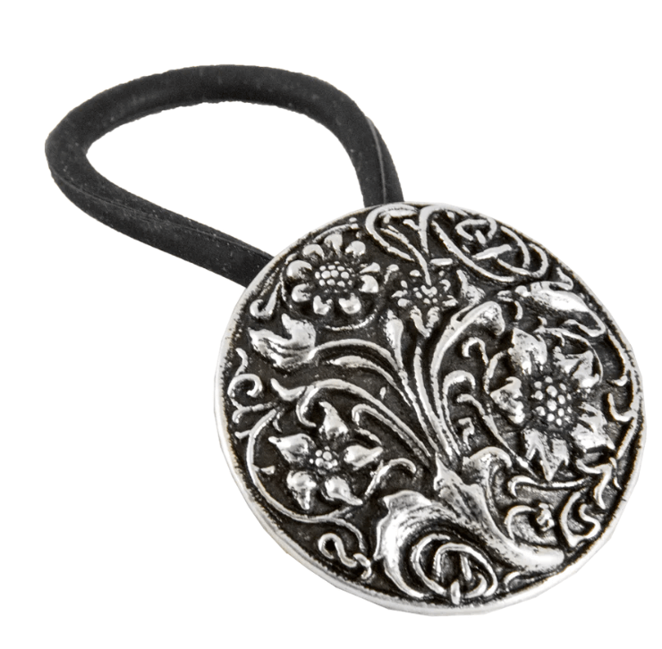 Wildflower pewter pony tail circular holderf
