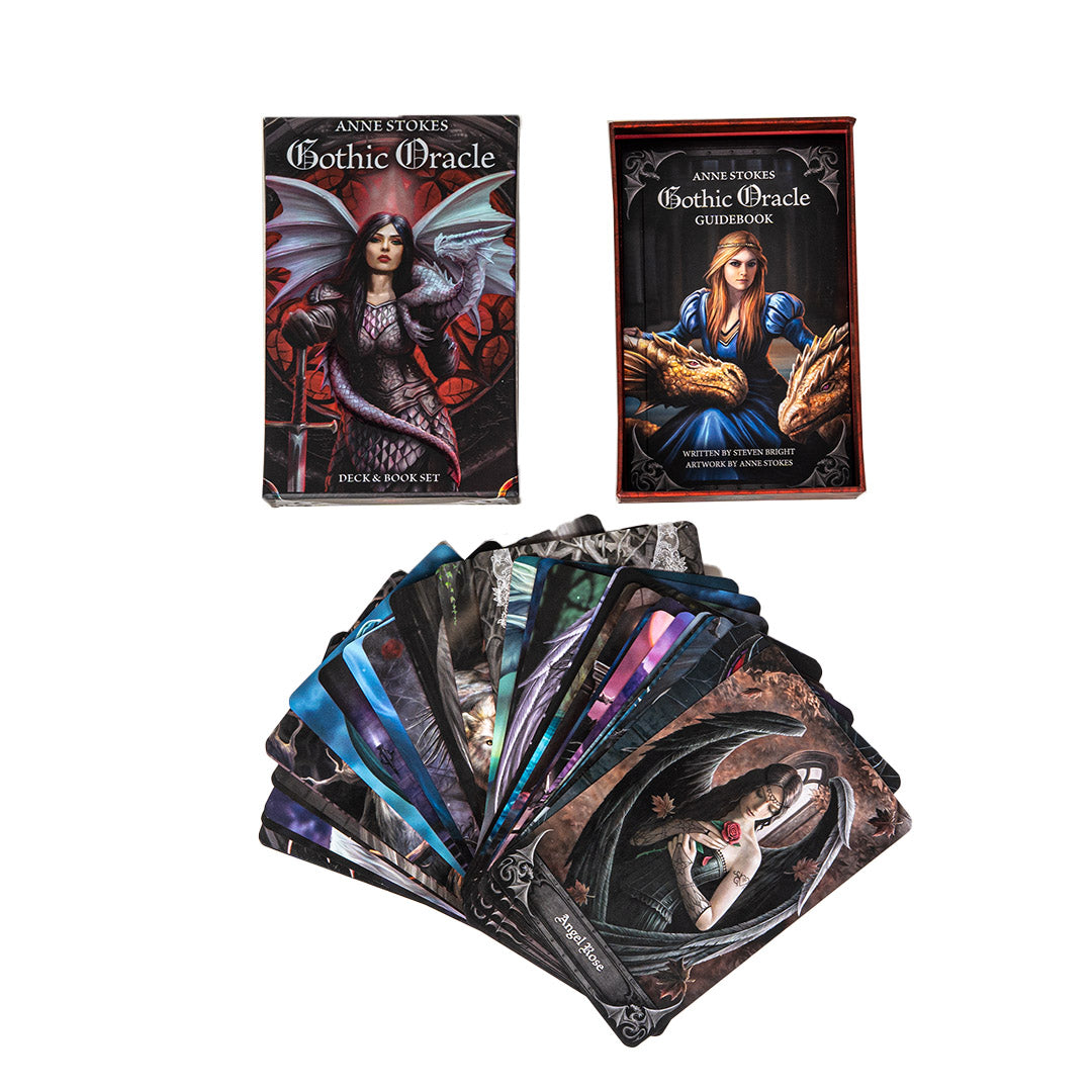 Box art and cards for the Anne Stokes Gothic Oracle Deck and Guidebook