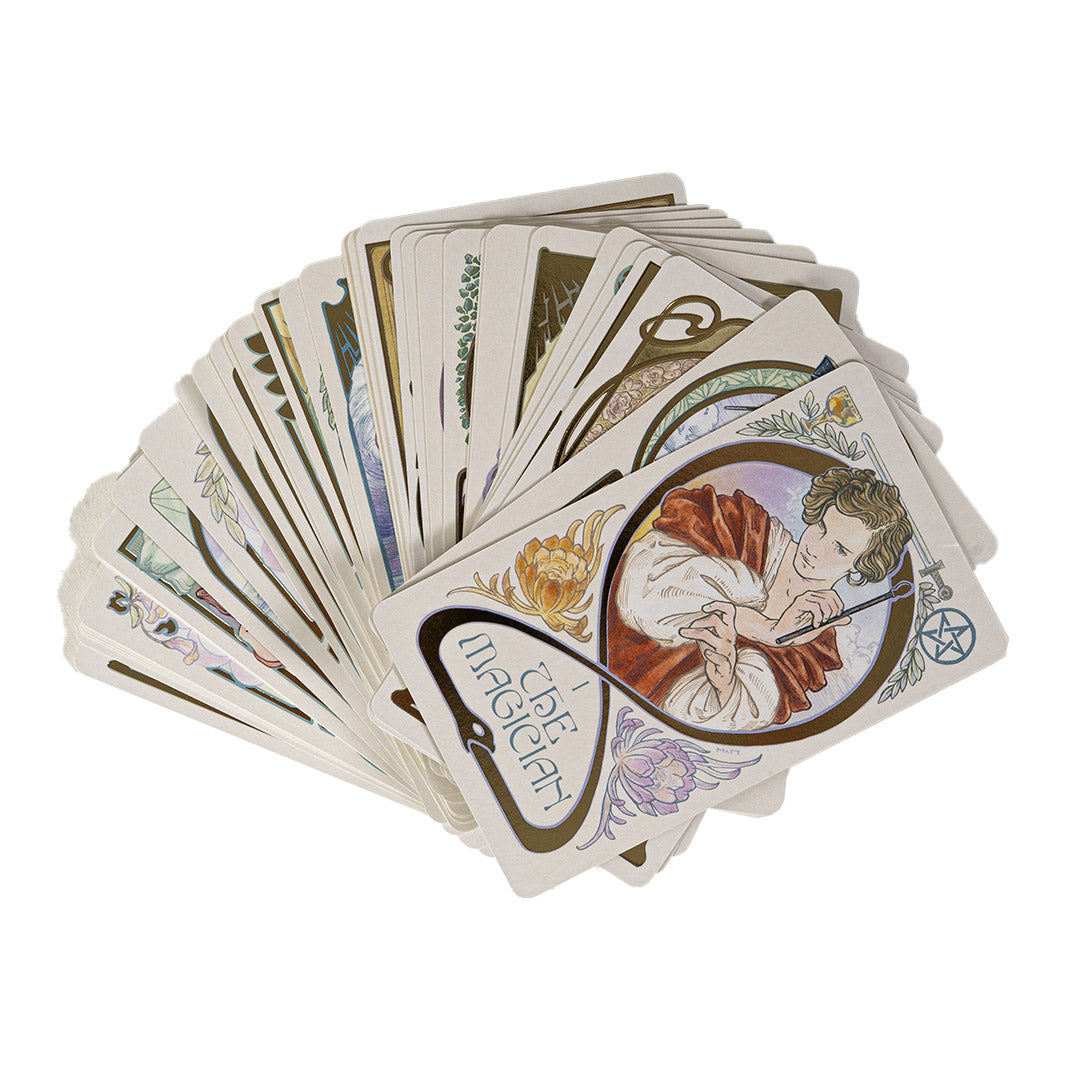 Cards for the Ethereal Visions deck, showing The Magician with wand