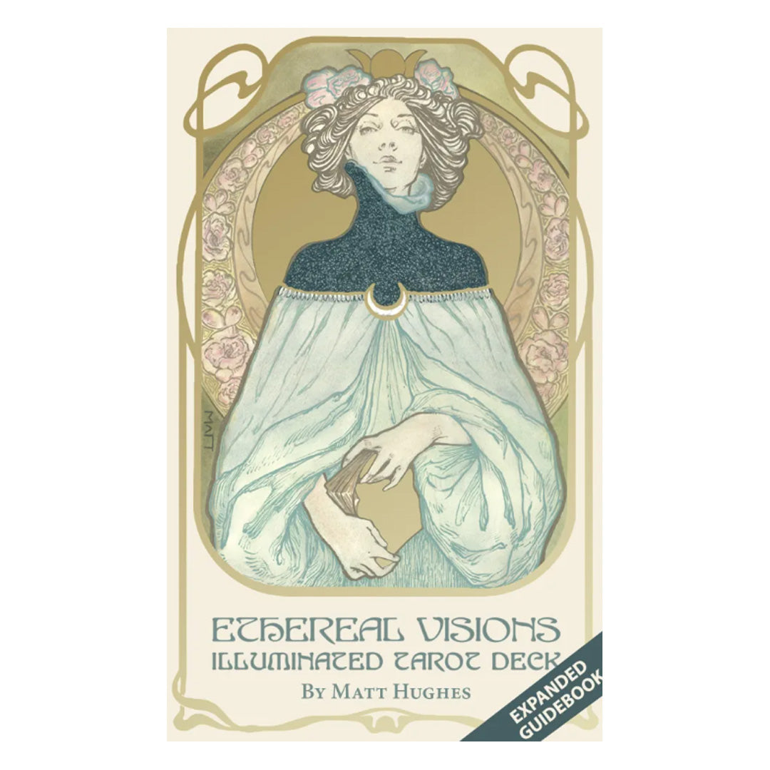Ethereal Visions Illuminated Tarot Deck by Matt Hughes, with expanded guidebook, art nouveau style