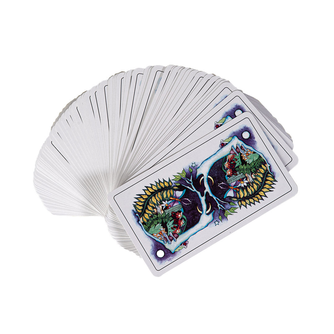 Back of the cards of the Tarot of the Moon Garden deck, foliage and moths