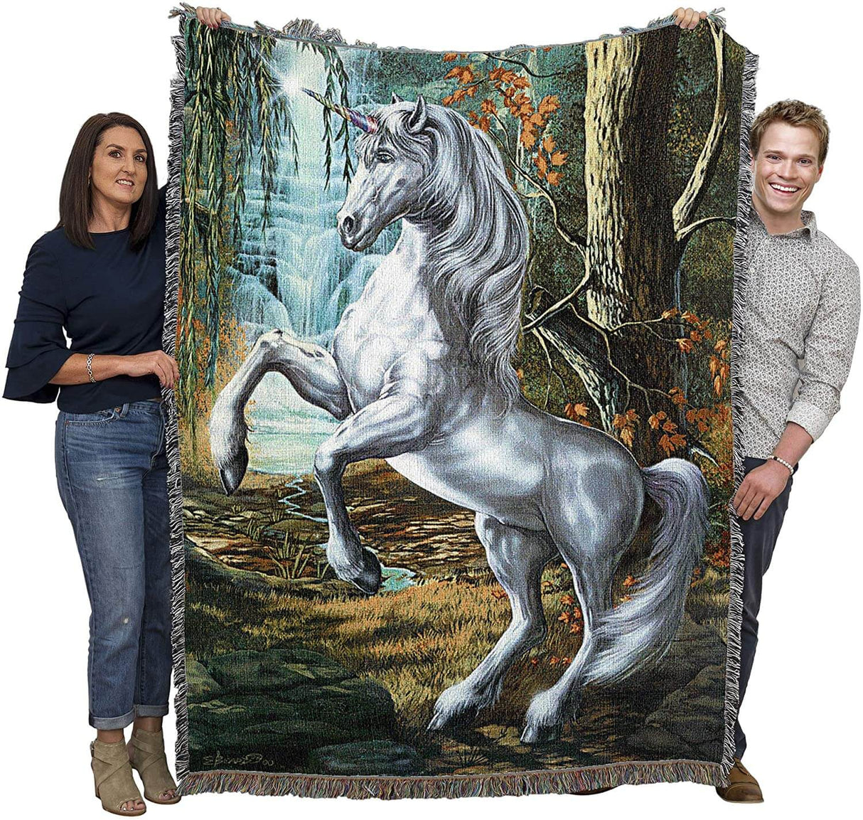 Unicorn of the Willow Tapestry Blanket