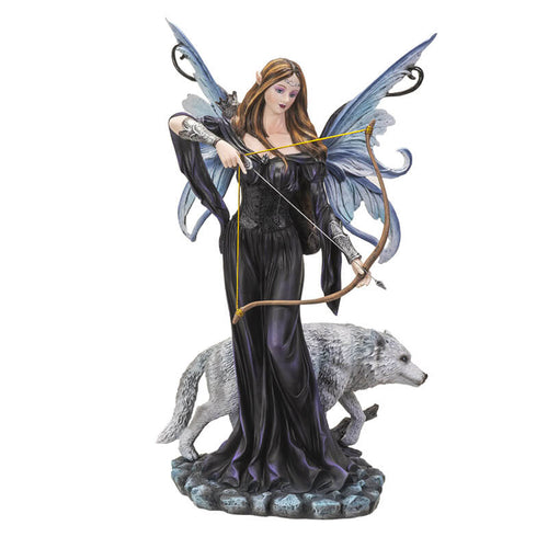 Fairy Archer with White Wolf Figurine
