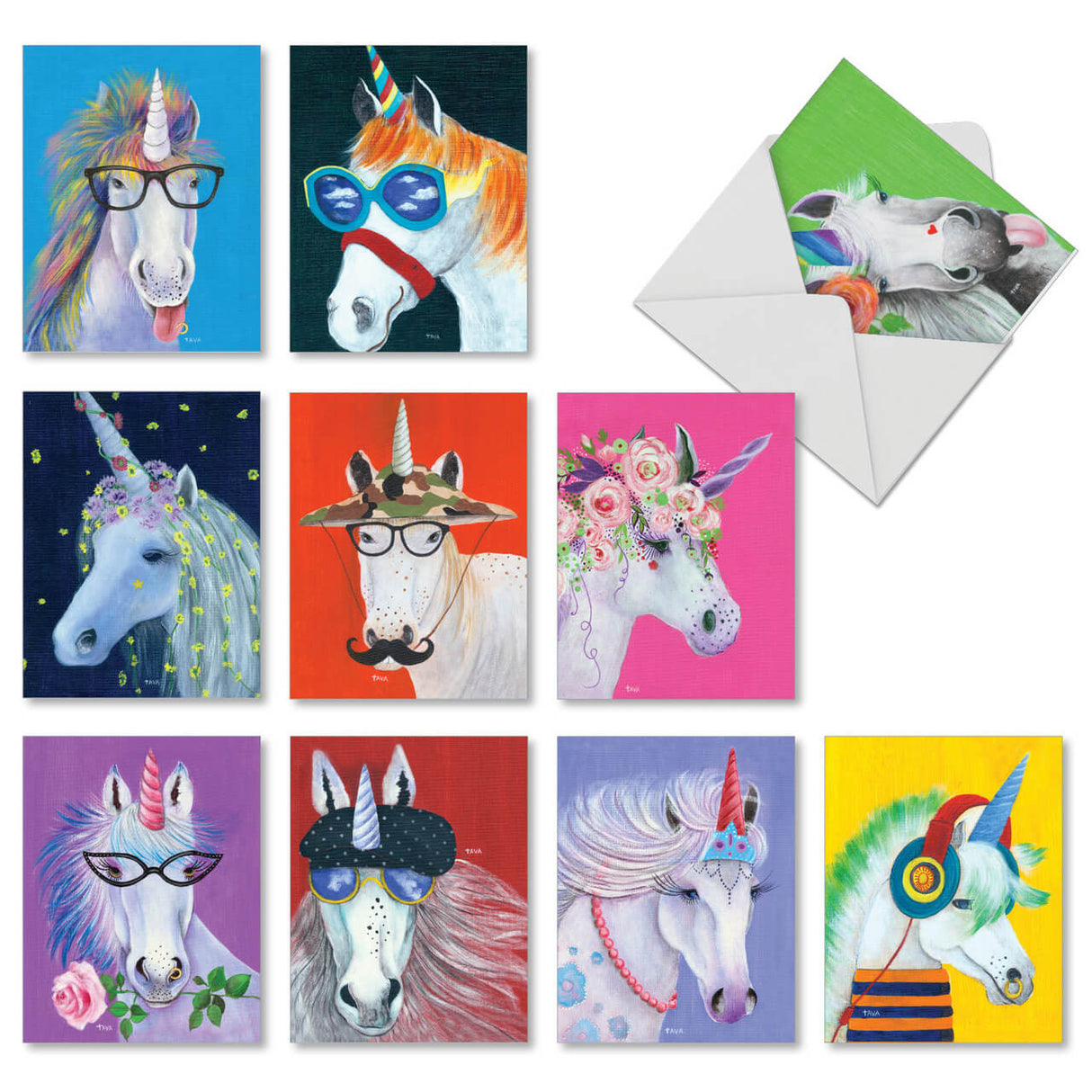 Wacky Unicorns Mini Note Cards