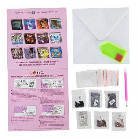 Packaging and supplies for crystal art card kit