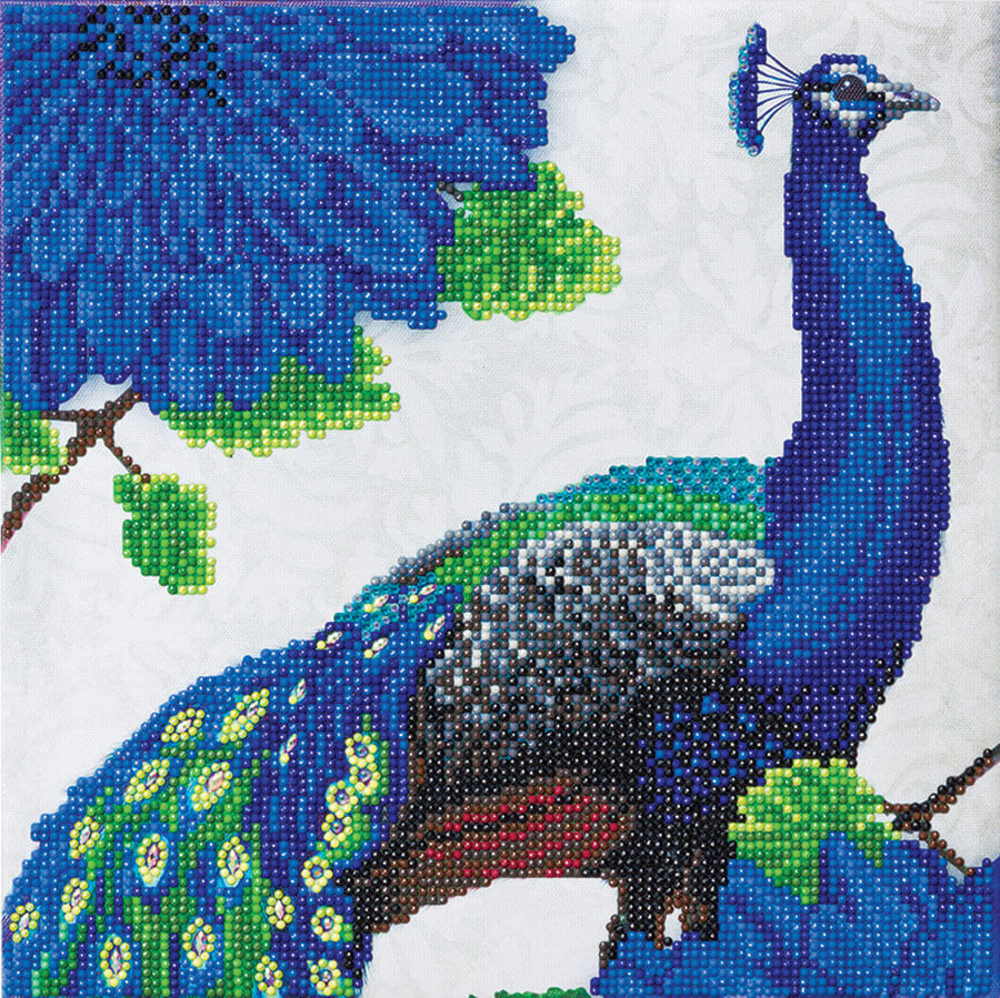 Crystal art craft kit makes this peacock framed print with 5D diamonds.