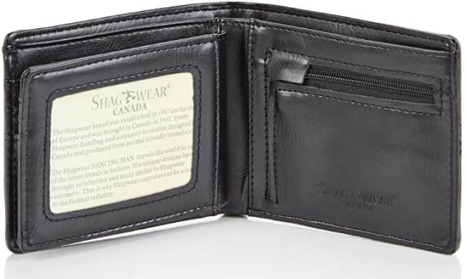 Open view of wallet showing pockets