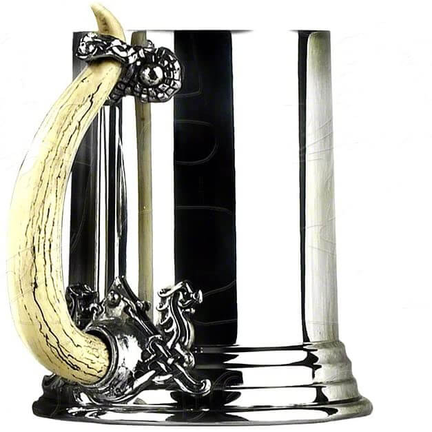 Pewter tankard with faux bone Viking inspired handle