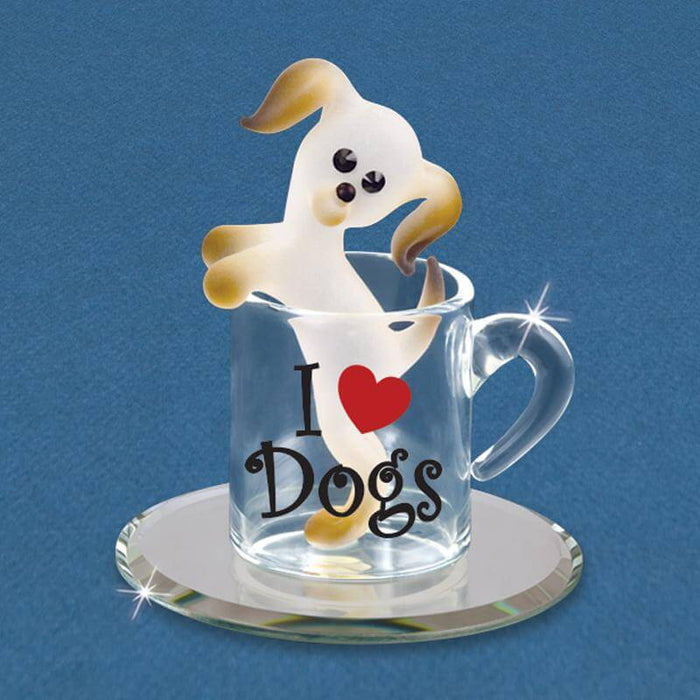 Glass Pup in a Cup Figurine