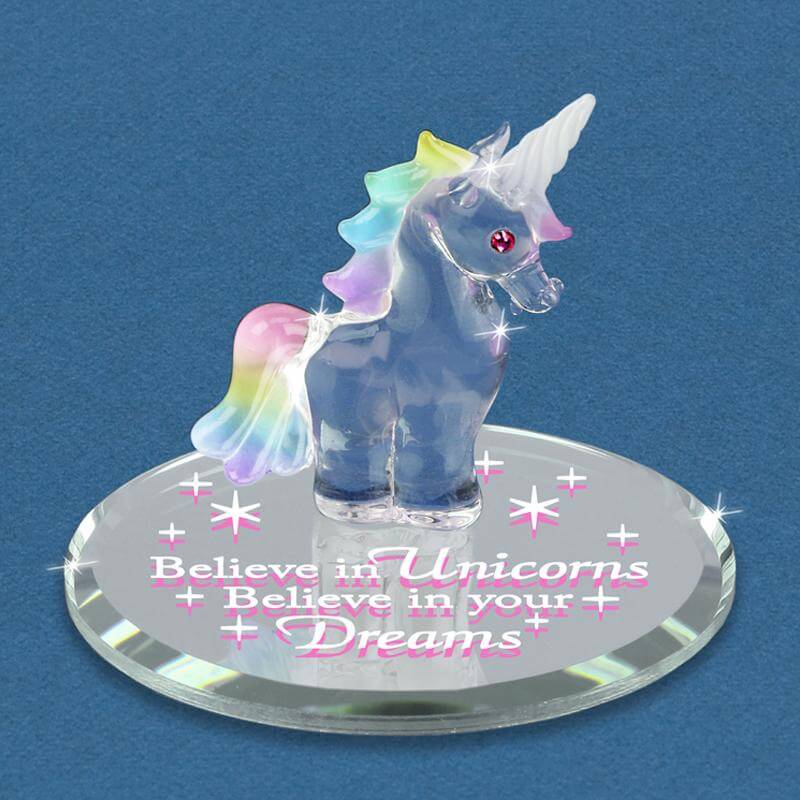 Glass Believe in Unicorns Figurine