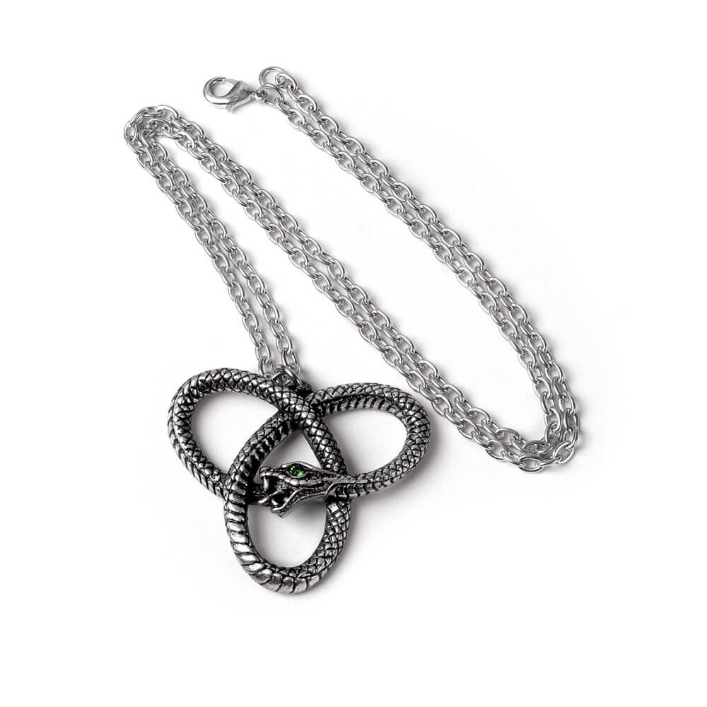 Necklace featuring pewter Celtic knot snake