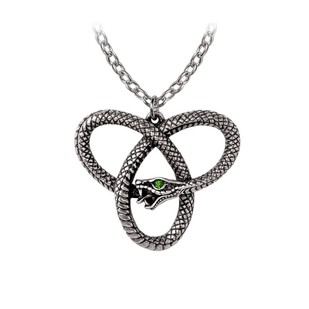 Necklace featuring pewter Celtic knot snake