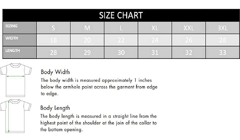 T-shirt sizing chart