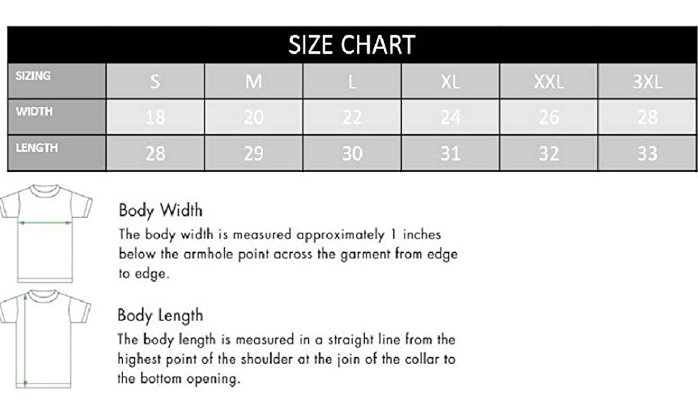 T-Shirt size chart
