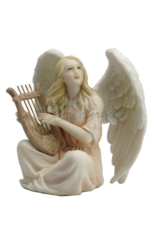 Angel Sitting with a Lyre Figurine